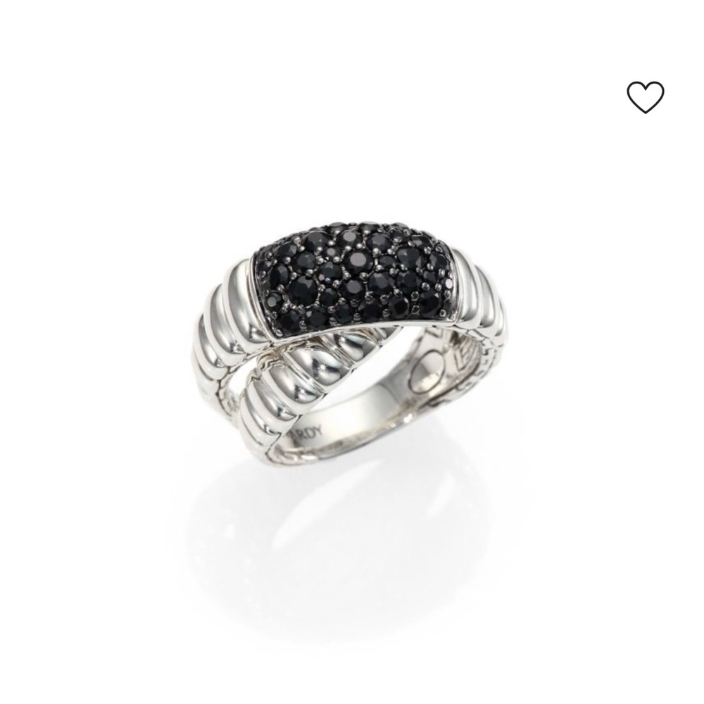 John Hardy 925 Silver Black star, Sapphire Lava Crossover Ring
